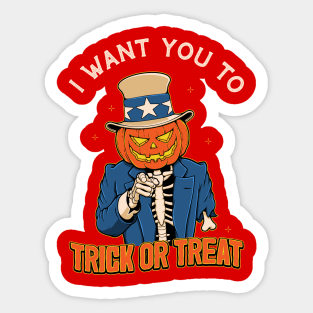 Trick-or-Treat Uncle Sam Sticker